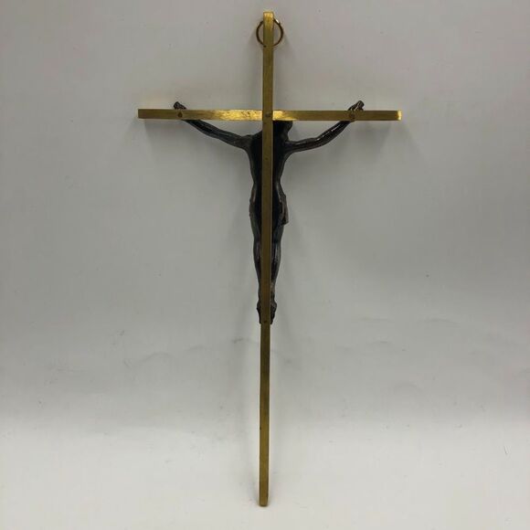 Vintage INRI Brass Jesus Crucifix Christian Religious Cross Hanging Wall Art - Picture 4 of 9